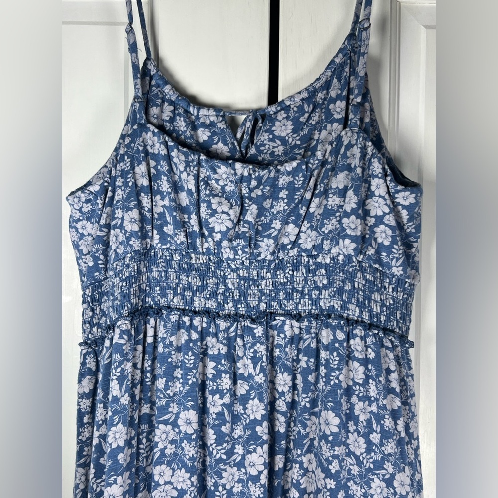 Lucky Brand Los Angeles Floral Printed Smocked Dress Gently Used Lined Sz M - Picture 6 of 8